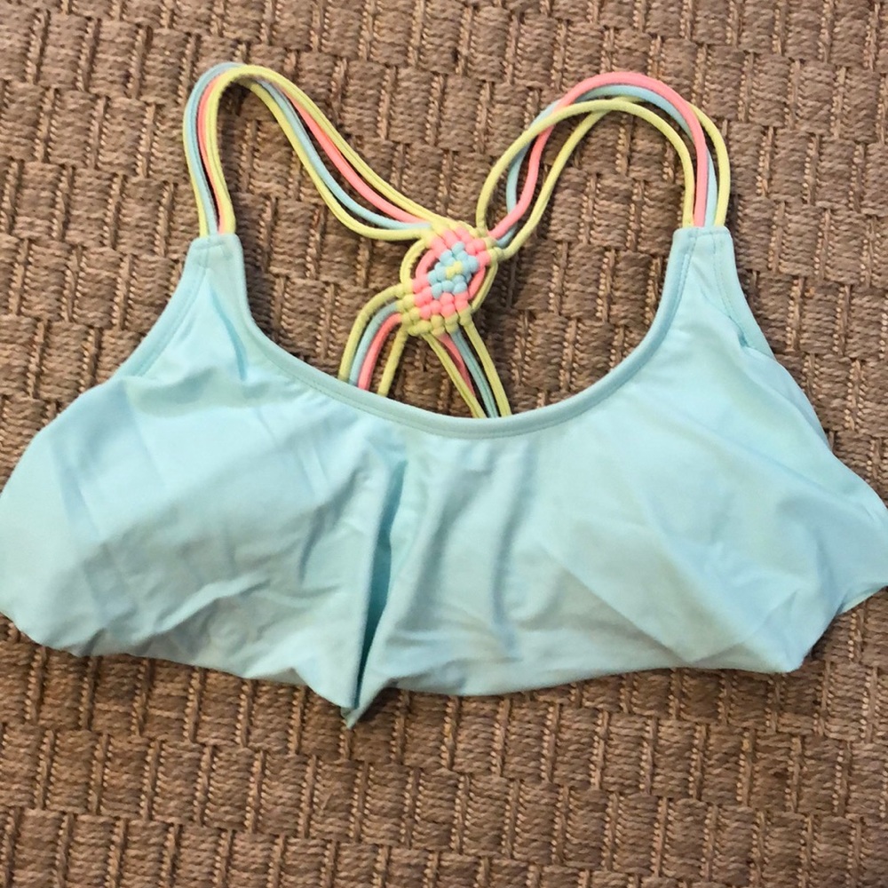 light blue ruffle bikini top
